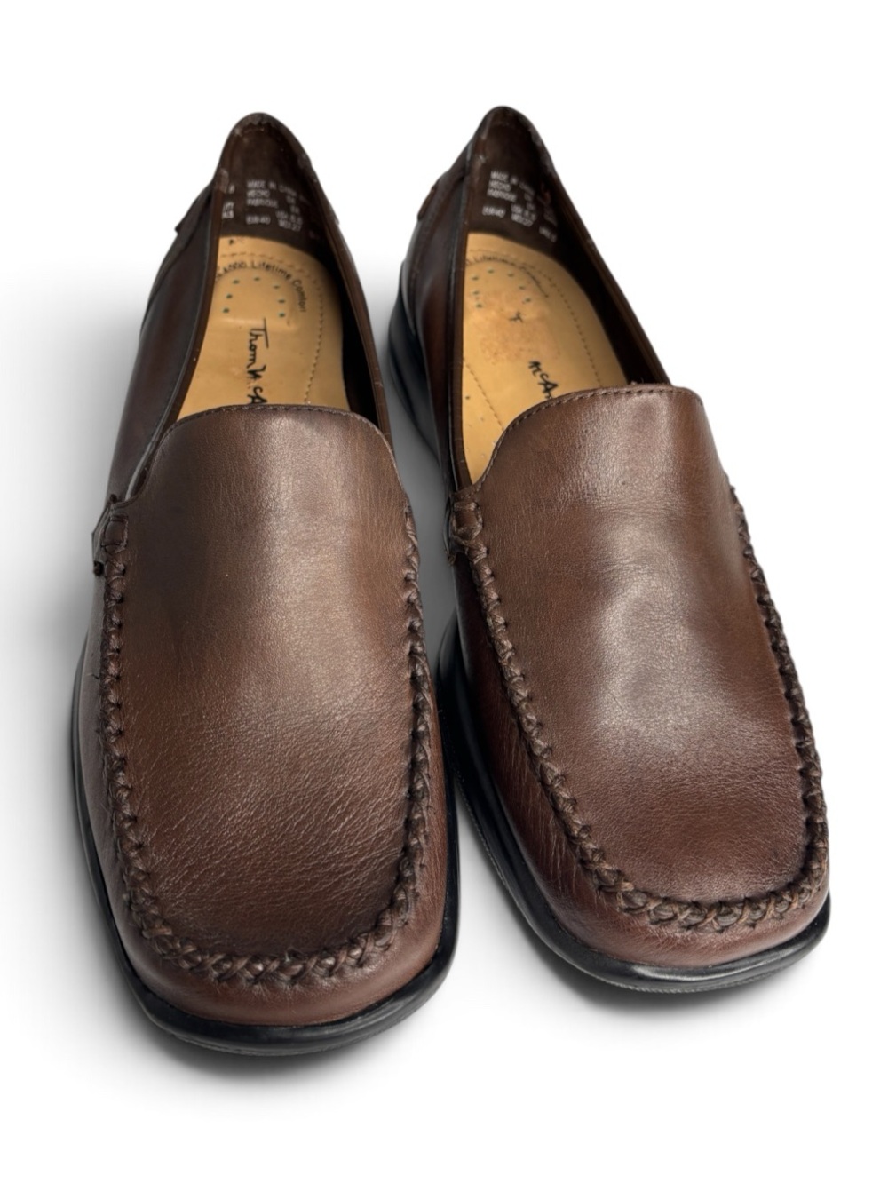 Thom McAn Loafers Womens Shoe SZ 8.5 Brown Leather Moc Toe Stitching NEW "READ"